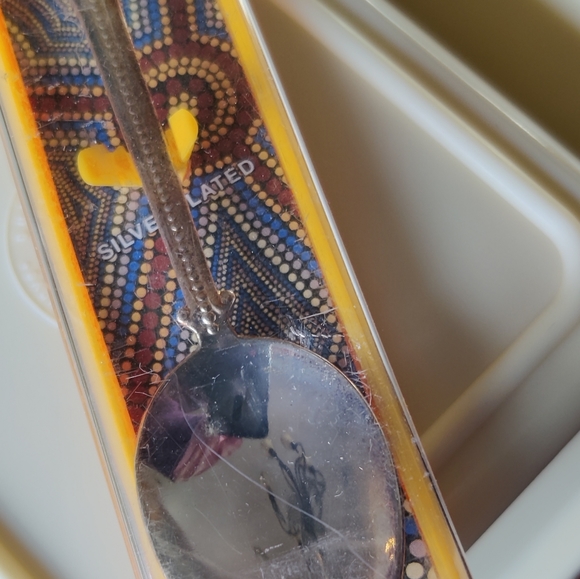 TOBWABBA Aboriginal Art Galaxy Silver Plated 90's  Australia-Souvenir Spoon Box - Picture 6 of 12